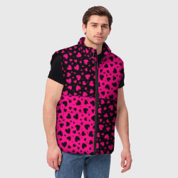 Мужской жилет Черно-Розовые сердца, цвет: 3D-черный — фото 2