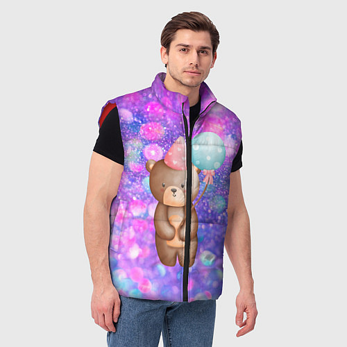 Мужской жилет День Рождения - Медвежонок с шариками / 3D-Красный – фото 3