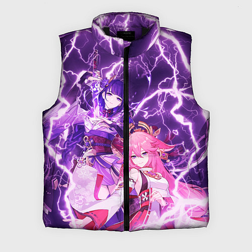 Мужской жилет Genshin Impact - Яэ и Эи / 3D-Черный – фото 1