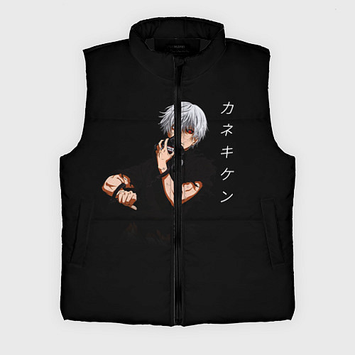 Мужской жилет Токийский Гуль снимает маску Иероглифы / 3D-Черный – фото 1