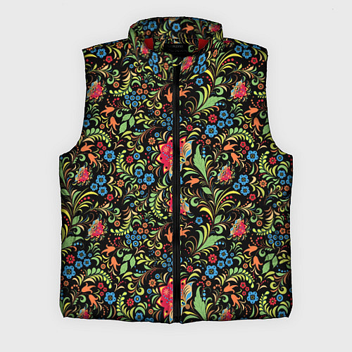 Мужской жилет Цветочный Узор хохлома / 3D-Красный – фото 1