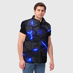 Мужской жилет КИБЕРПАНК БРОНЯ: СИНЯЯ СТАЛЬ, цвет: 3D-черный — фото 2