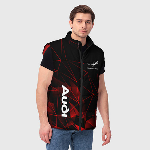 Мужской жилет Ауди, Audi Красный узор / 3D-Красный – фото 3