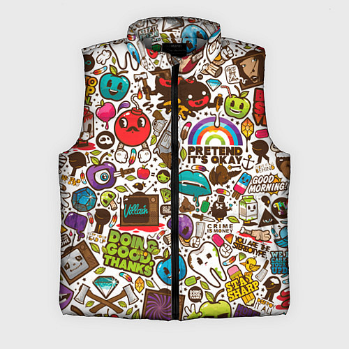 Мужской жилет Смайл рисунки - арт / 3D-Светло-серый – фото 1