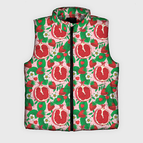 Мужской жилет Гранат фрукт паттерн / 3D-Светло-серый – фото 1