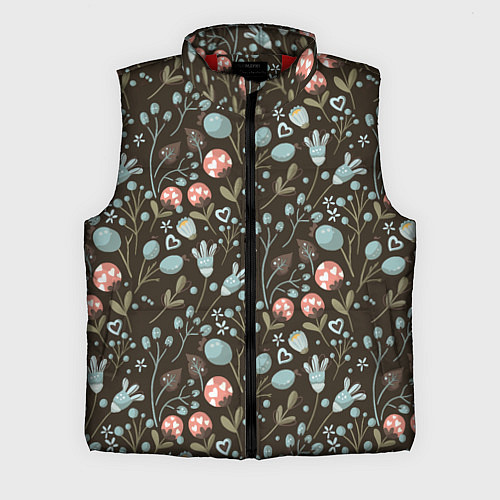 Мужской жилет Цветы и ягоды паттерн / 3D-Красный – фото 1