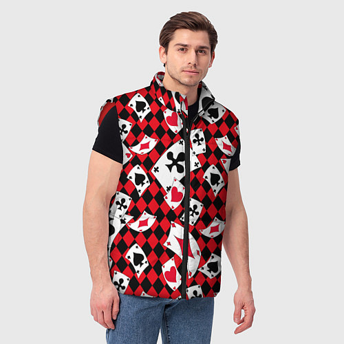 Мужской жилет Карты масти / 3D-Красный – фото 3