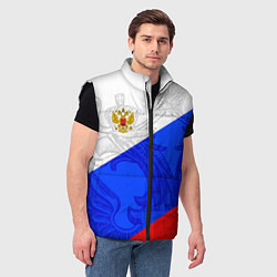Мужской жилет Российский герб: триколор, цвет: 3D-черный — фото 2