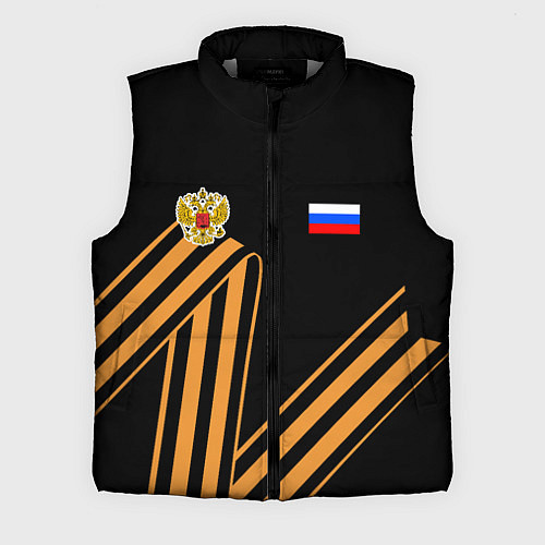 Мужской жилет Герб России - георгиевская лента / 3D-Светло-серый – фото 1