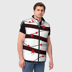 Мужской жилет Красные Звезды На Волнах, цвет: 3D-светло-серый — фото 2