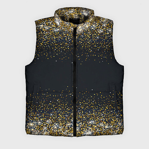 Мужской жилет Золотые блестки на темном фоне Сияющий глиттер, бл / 3D-Черный – фото 1