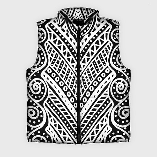 Мужской жилет Абстракция черно-белая Волны, полосы, вензеля Моно / 3D-Черный – фото 1