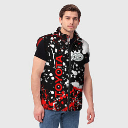 Мужской жилет Toyota тойота брызги красок, цвет: 3D-красный — фото 2