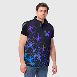 Мужской жилет Minecraft CREEPER NEON, цвет: 3D-светло-серый — фото 2
