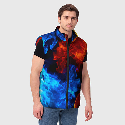 Мужской жилет Огонь - Вода Инь - Янь / 3D-Красный – фото 3