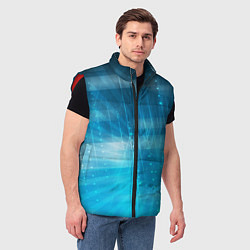 Мужской жилет Линии на голубом фоне, цвет: 3D-красный — фото 2