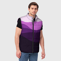 Мужской жилет Фиолетовый градиент горы абстракция, цвет: 3D-черный — фото 2