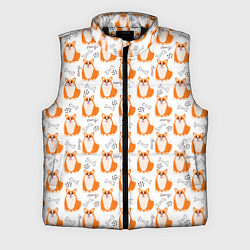 Мужской жилет Улыбающиеся корги с косточками Паттерн на белом фо, цвет: 3D-черный