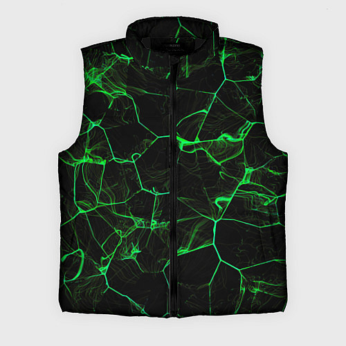Мужской жилет Абстракция - Черно-зеленый фон - дым / 3D-Черный – фото 1