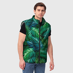 Мужской жилет Green plants pattern, цвет: 3D-светло-серый — фото 2