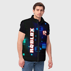 Мужской жилет ROBLOX неоновые кубики, цвет: 3D-черный — фото 2