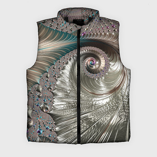 Мужской жилет Fractal pattern Spiral Серебристый фрактал спираль / 3D-Черный – фото 1