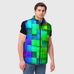 Мужской жилет РАЗНОЦВЕТНЫЕ КУБИКИ MULTICOLORED CUBES, цвет: 3D-черный — фото 2