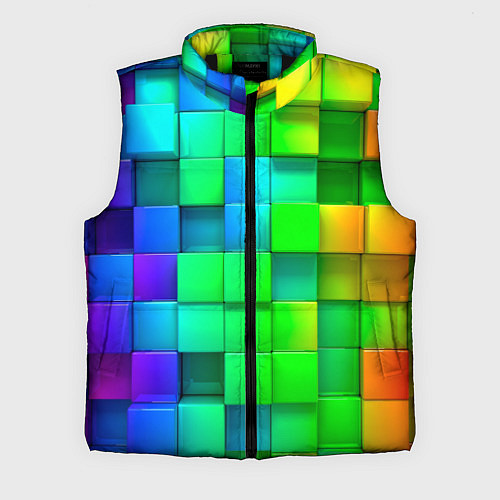 Мужской жилет РАЗНОЦВЕТНЫЕ КУБИКИ MULTICOLORED CUBES / 3D-Черный – фото 1