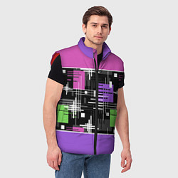 Мужской жилет Розово-фиолетовый геометрические фигуры и полосы, цвет: 3D-красный — фото 2