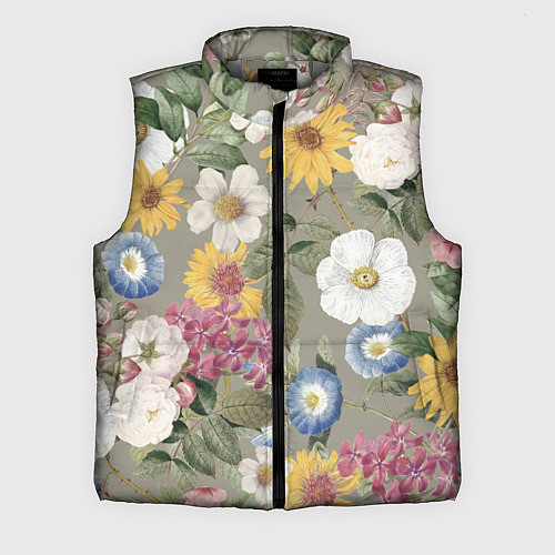 Мужской жилет Цветы Красочный Вечерний Узор / 3D-Светло-серый – фото 1