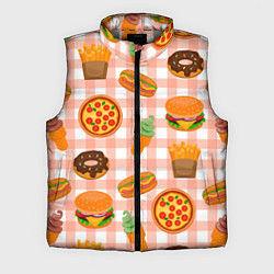 Мужской жилет PIZZA DONUT BURGER FRIES ICE CREAM pattern, цвет: 3D-светло-серый