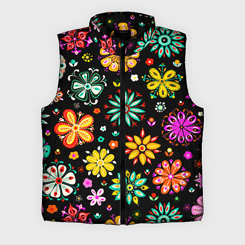 Мужской жилет MULTICOLORED FLOWERS / 3D-Черный – фото 1