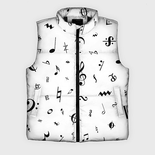 Мужской жилет Нотные Знаки Черные на Белом / 3D-Черный – фото 1