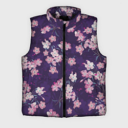 Мужской жилет Цветы Розовые На Фиолетовом Фоне, цвет: 3D-черный