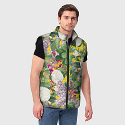 Мужской жилет Цветы Сирень и Белые Бегонии, цвет: 3D-черный — фото 2
