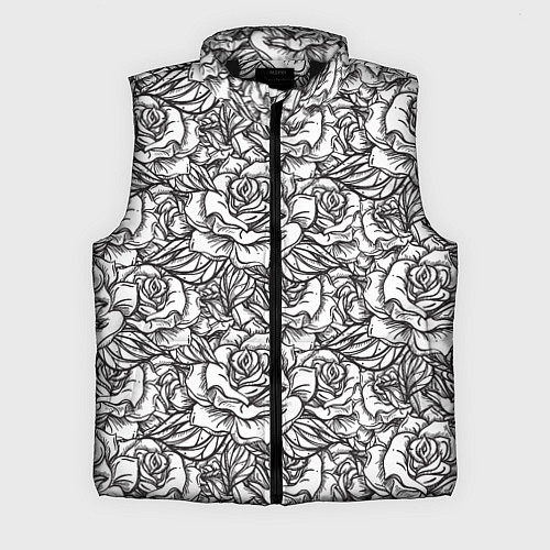 Мужской жилет Цветы Много Белых Роз / 3D-Черный – фото 1