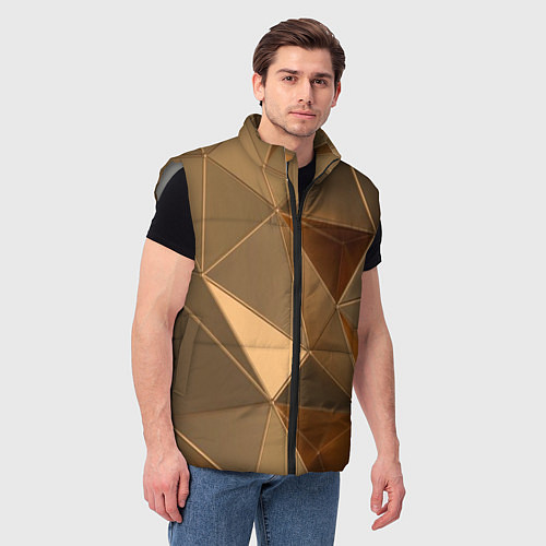 Мужской жилет Золотые 3D треугольники / 3D-Светло-серый – фото 3