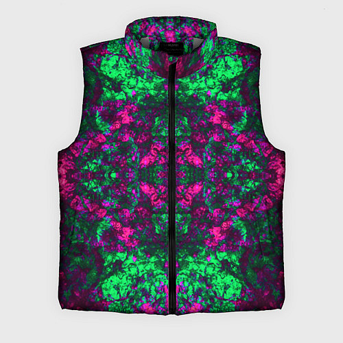 Мужской жилет Абстрактный зелено-малиновый симметричный узор / 3D-Светло-серый – фото 1