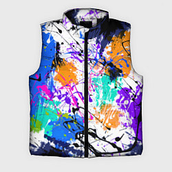 Мужской жилет Брызги и мазки разноцветных красок на белом фоне, цвет: 3D-черный