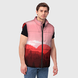Мужской жилет Закат в горах в розовых тонах, цвет: 3D-красный — фото 2