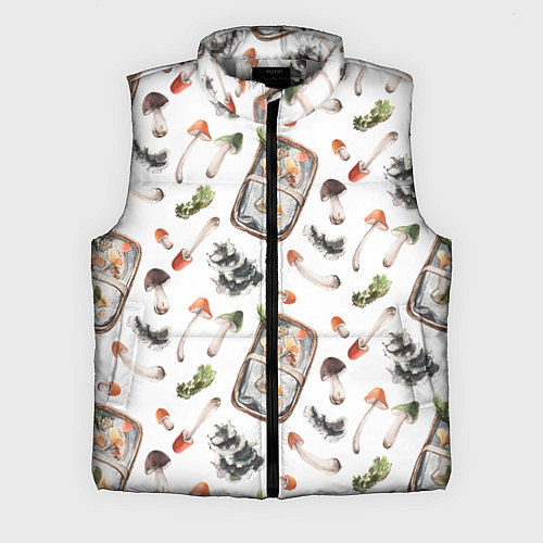 Мужской жилет Узор Грибы и Корзины / 3D-Светло-серый – фото 1