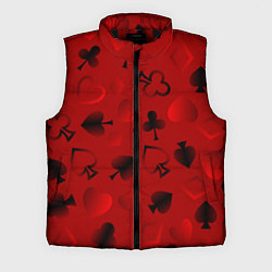 Мужской жилет Карты карточные масти на красном фоне, цвет: 3D-черный