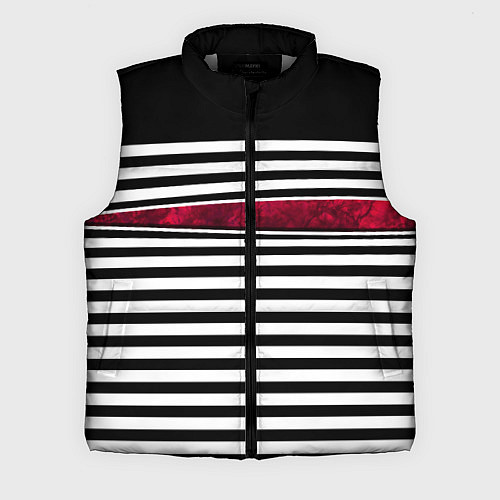 Мужской жилет Полосатый современный черно-белый с красной вставк / 3D-Светло-серый – фото 1