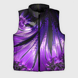 Мужской жилет Неоновый фрактал черный с фиолетовым Абстракция, цвет: 3D-черный