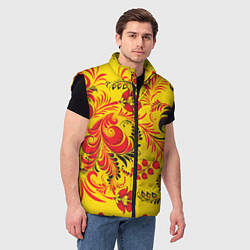 Мужской жилет Хохломская Роспись Цветы, цвет: 3D-черный — фото 2
