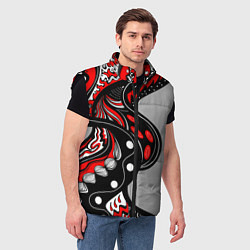 Мужской жилет Красно-чёрные дудлы, цвет: 3D-черный — фото 2