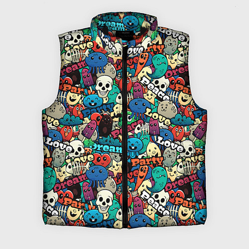 Мужской жилет Граффити черепа и рожицы / 3D-Черный – фото 1