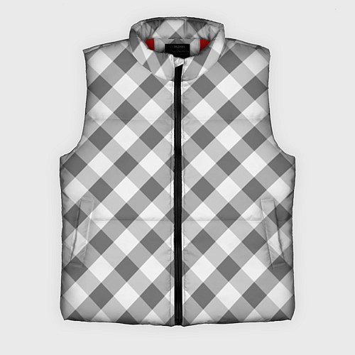 Мужской жилет Бело-серый клетчатый узор tartan / 3D-Красный – фото 1