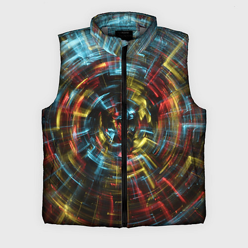 Мужской жилет Абстрактные шарообразные лучи - Жёлтый и красный / 3D-Светло-серый – фото 1