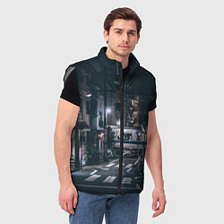 Мужской жилет Ночная улица города - Белый, цвет: 3D-светло-серый — фото 2